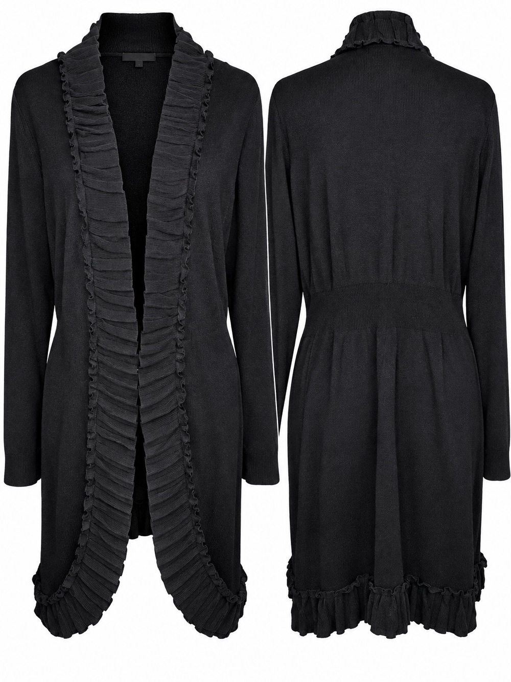 Style & Co. Black Ruffled Open-Front Cardigan